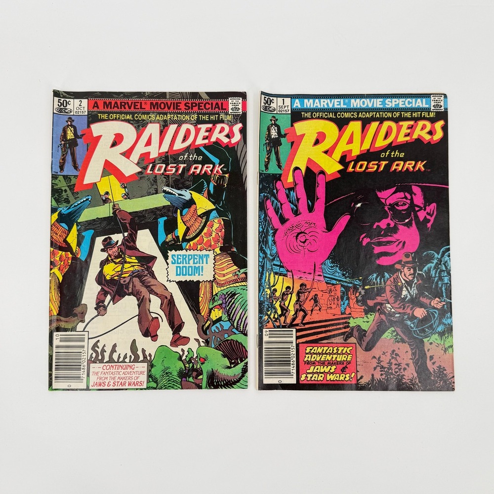 Marvel Raiders of the Lost Ark #1 #2 1981 Newsstand Indiana Jones Comic Book Lot